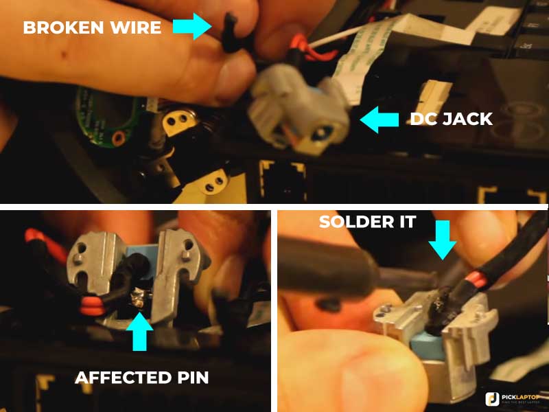repaire dc jack with broker dc jack wire