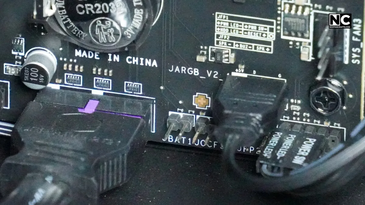 Motherboard RGB software showing connected lighting zones