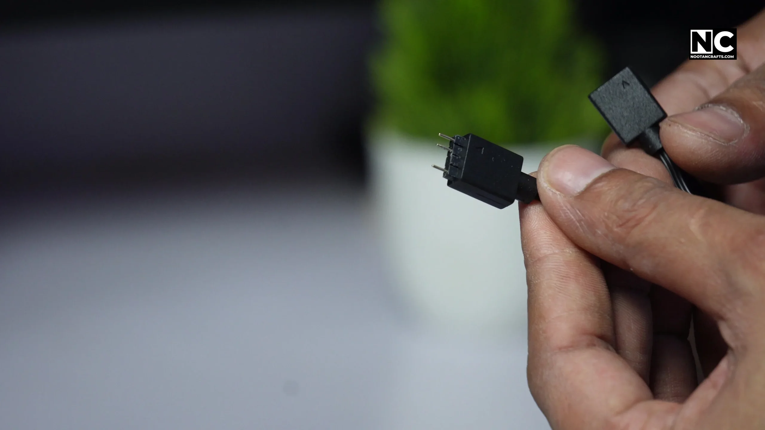 Close-up of the 3-pin 5 volt ARGB connector on the CF120