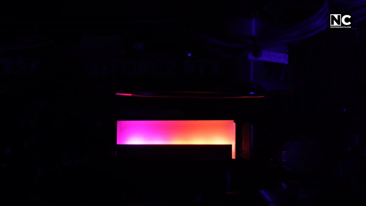 ARGB lighting running along the top of the installed M.2 heatsink