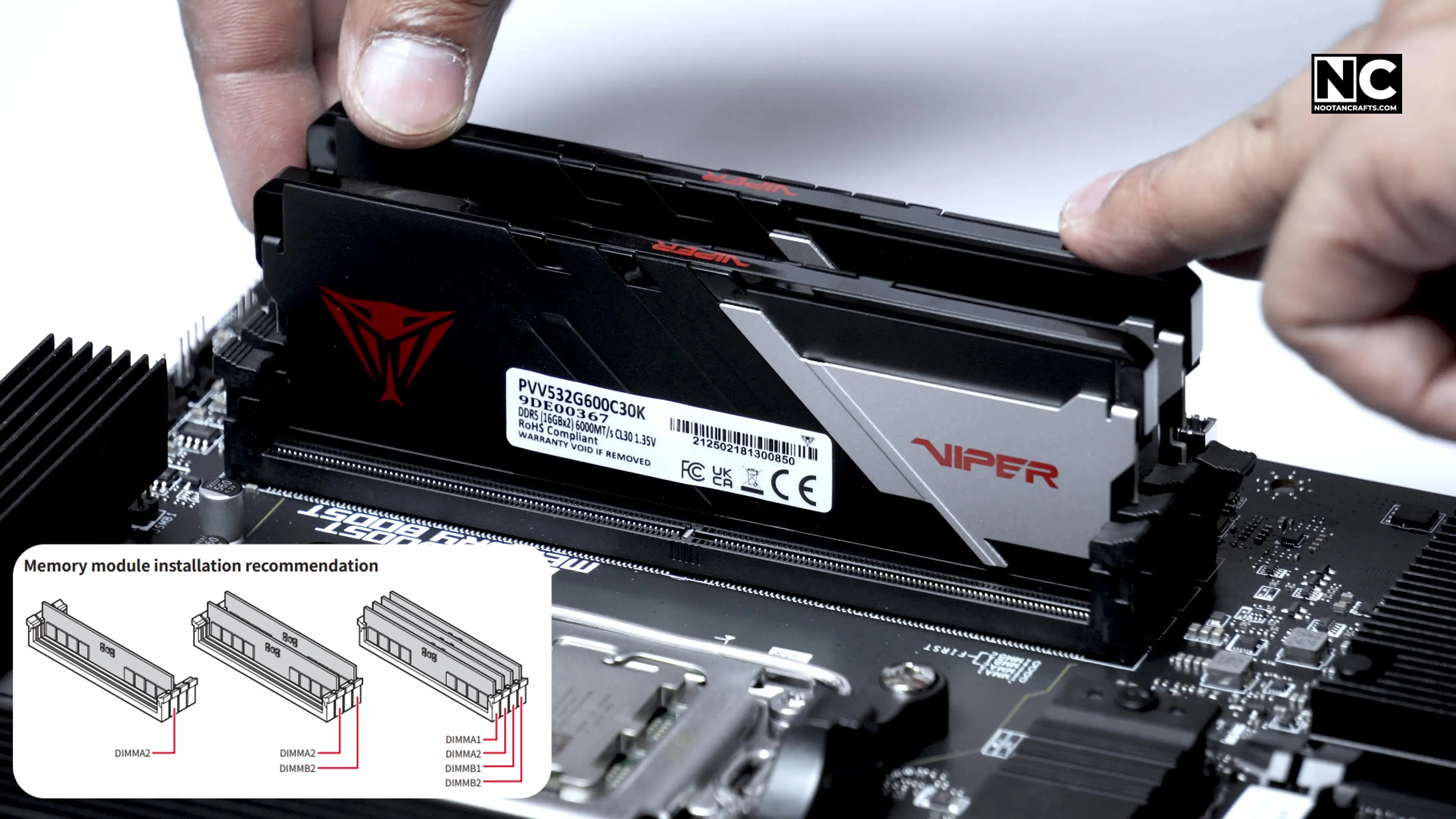 Installing Patriot Viper Venom DDR5 memory into the A2 and B2 slots