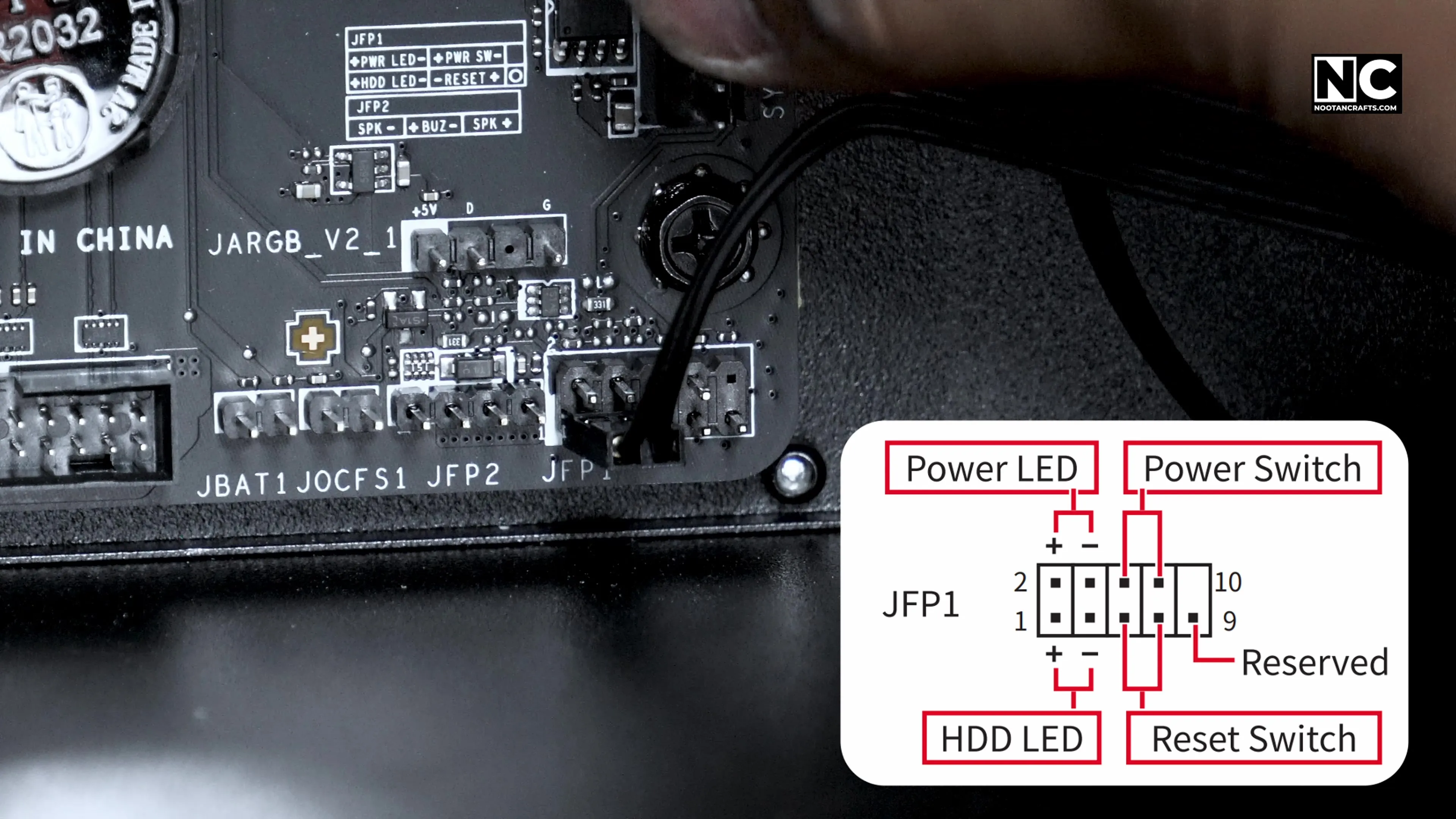 Connecting front panel HDD LED and power switch headers