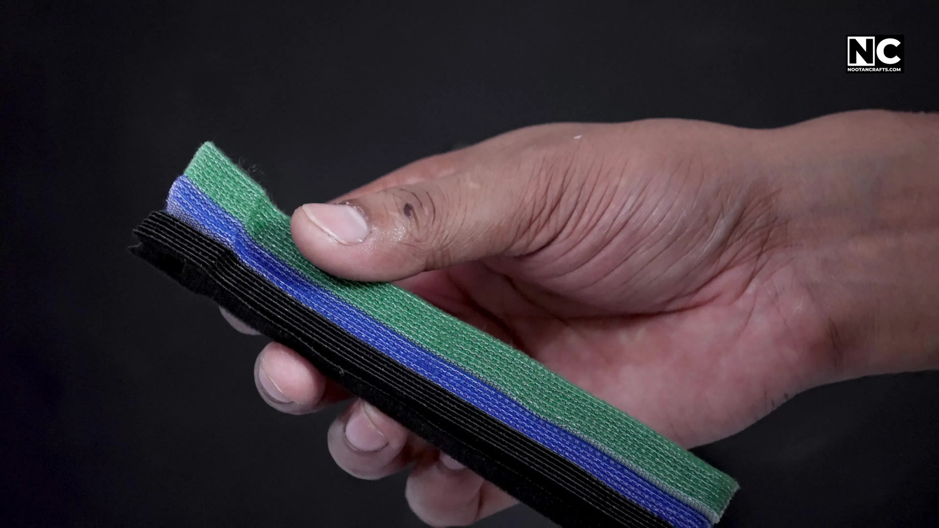 Velcro straps used for desk cable management