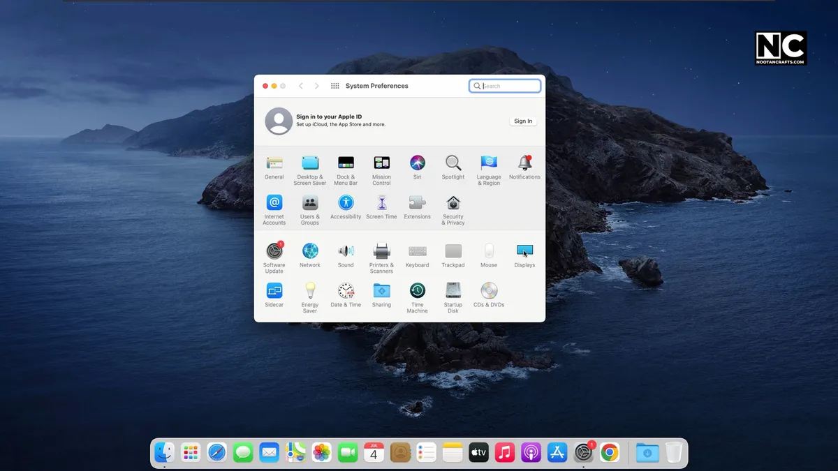 The Rotation dropdown in macOS Displays settings