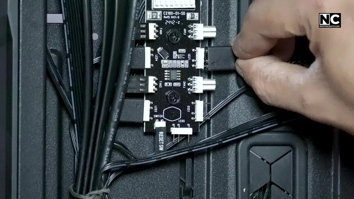 A SATA-powered fan hub used to run several case fans from one header